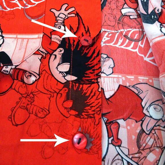 Vintage Flamehead JNCO Button Shirt Medium Red 90s Skater BMX Bike Cartoon Skate - Picture 7 of 16